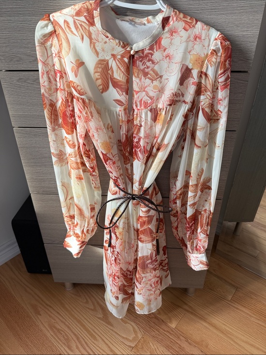 Guess Dresses & Skirts - Guess Floral Button-Front Mini Dress in Cream and Rust Orange